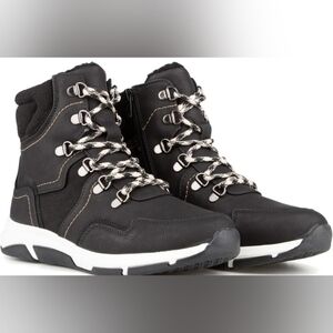 ALBERTO Women's Black Lace-Up Ankle Boots with White Contrast Sole